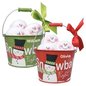 Snowball Fight Personalized Bucket