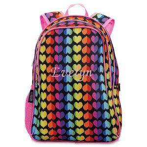 Rainbow Hearts Personalized Backpack