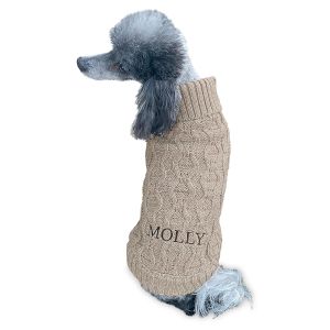 Small Cuddly Cable Dog Personalized Sweater