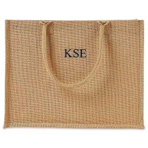 Large Jute Tote with Initials