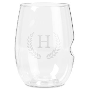 Wreath Govino Acrylic Monogrammed Wine Glass 