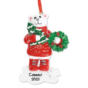 Sweater Bear Wreath Christmas Ornament