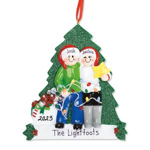 Tree Decorating Family Personalized Christmas Ornament