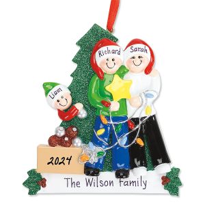 Tree Decorating Family Christmas Ornament - 3 Names