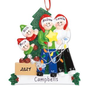 Tree Decorating Family Christmas Ornament - 4 Names