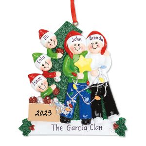 Tree Decorating Family Christmas Ornament - 5 Names