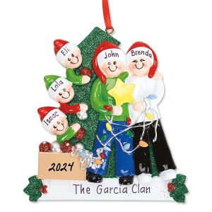 Tree Decorating Family Christmas Ornament - 5 Names