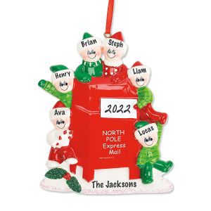 Santa Letter Mailbox Faces Christmas Ornament - 6 Names