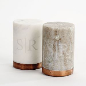 Marble Salt & Pepper Monogrammed Shakers