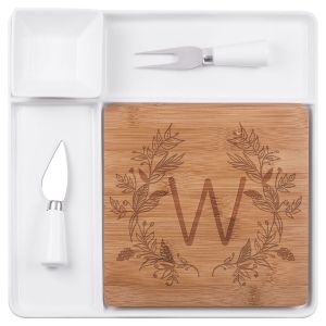 5-Piece Personalized Bamboo and Ceramic Serving Tray