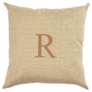 Natural Embroidered Initial Pillow