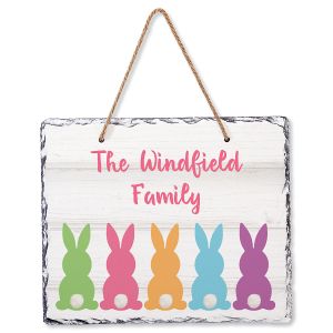 5 Bunnies Easter Family Hanging Stone