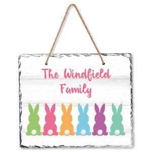 6 Bunnies Easter Family Hanging Stone