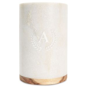 White Marble & Wood Personalized Wine Chiller