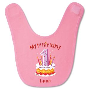 Pink My First Birthday Personalized Bib
