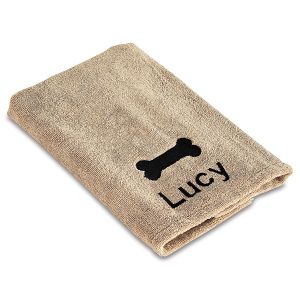 Custom Dog Drying Towel - Taupe