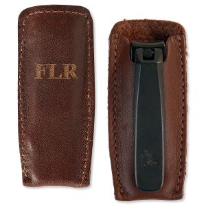 Executive Nail Clippers in a Personalized Leather Case 