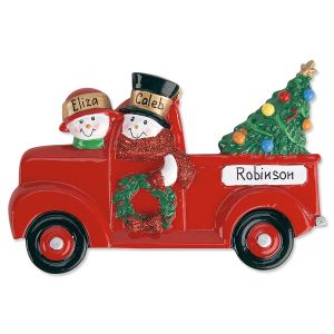 Red Truck Family Personalized Christmas Ornament