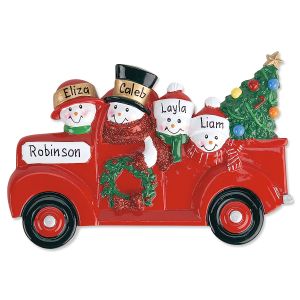 Red Truck Family Ornament-4 Names-818892C