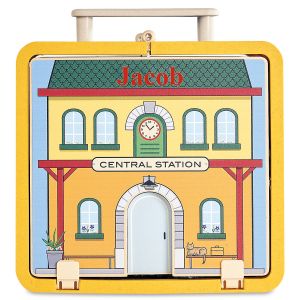 Train Station Personalized Suitcase by Jack Rabbit Creations