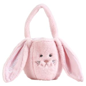 Pink Personalized Furry Bunny Easter Basket