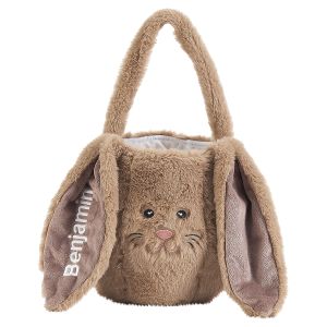 Brown Personalized Furry Bunny Easter Basket