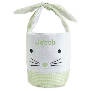 Green Gingham Personalized Easter Basket