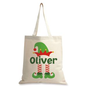 Elf Christmas Personalized Canvas Tote