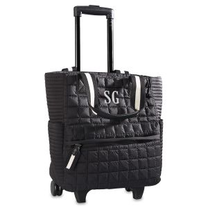 Ezra Personalized Rolling Black Tote - 2 Initials