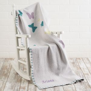 Pastel Butterfly Personalized Baby Blanket