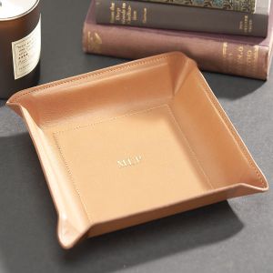 Bonded Leather Moldable Personalized Tan Catchall