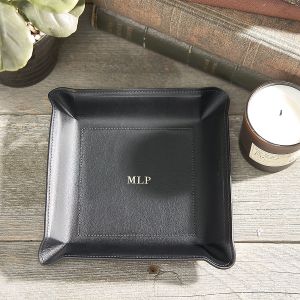 Bonded Leather Moldable Personalized Black Catchall