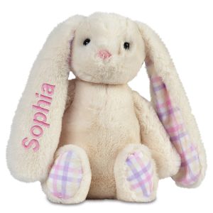 Cream Gingham Personalized Bunny