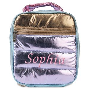 Icy Color Block Puffer Personalized Lunch Tote - Name