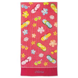 Flip Flop Flowers Personalized Towel