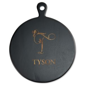 Round Personalized Black Cutting Board