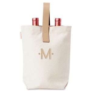 Personalized Wine Bag with Leather Strap