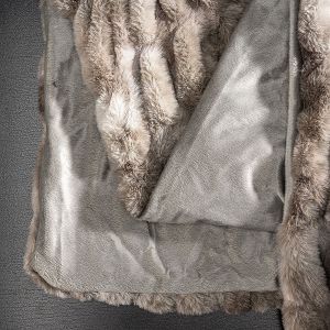 Grey Marbled Faux Fur Throw