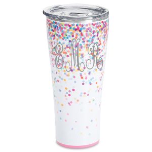 Confetti Swig Personalized Tumbler Mug - Script Monogram