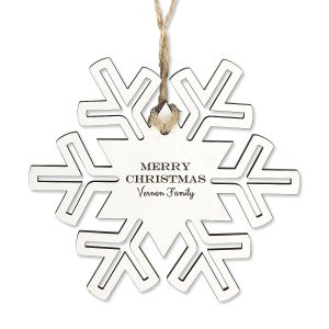 Merry Christmas Snowflake Personalized Wood Ornament