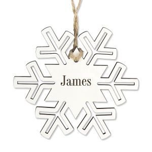 Snowflake Personalized Wood Ornament - 1 Line 