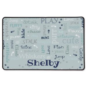 Words Cat Personalized Grey Mat