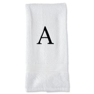 White Monogrammed Hand Towels - Block Initial