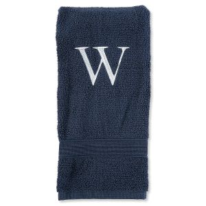 Navy Monogrammed Hand Towels -  Block Initial