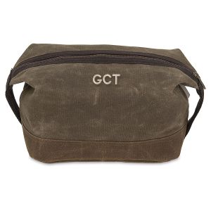 Waxed Canvas Personalized Dopp Kit - 3 Initials