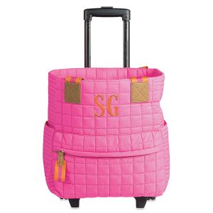 Ezra Personalized Rolling Magenta Tote - 2 Initials