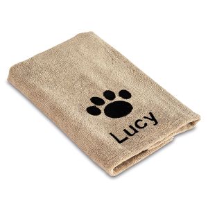 Taupe Custom Paw Dog Drying Towel