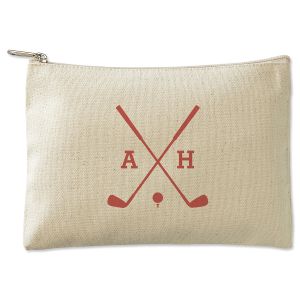 Red Golf Personalized Small Canvas Zip Pouch