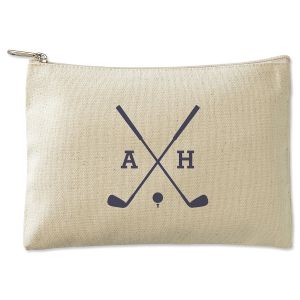 Navy Golf Personalized Small Canvas Zip Pouch