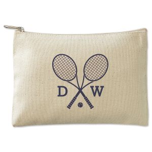 Navy Tennis Personalized Small Canvas Zip Pouch